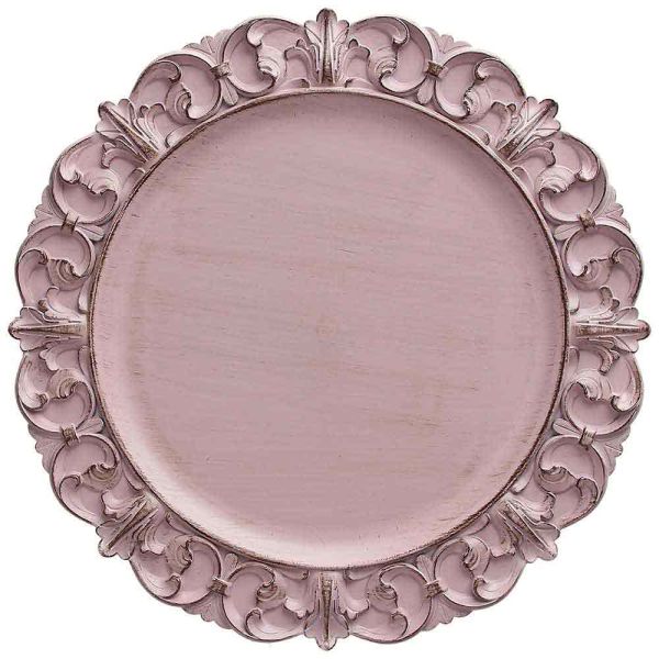 Platou decorativ/Suport farfurie Lirico Roz, 35cm
