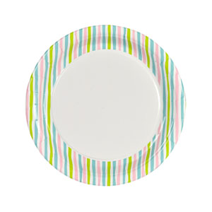 Farfurii din hartie 22CM Stripes multi, 10buc