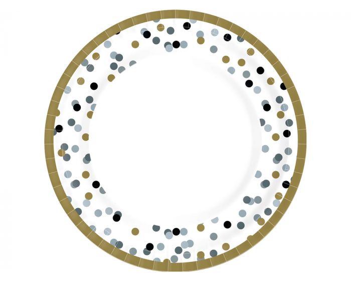 Farfurii din hartie 22CM Dream dots black, 10buc